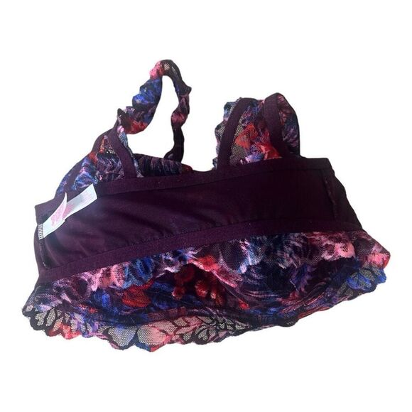 Victoria's Secret Pink Burgundy Lace High Neck Push-up Bralette Underwire SDD - Picture 10 of 12